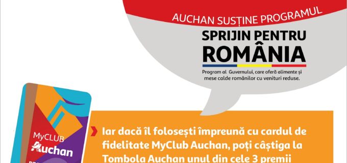 Cardurile de tichete sociale `Sprijin pentru Romania` pot fi folosite in magazinele Auchan